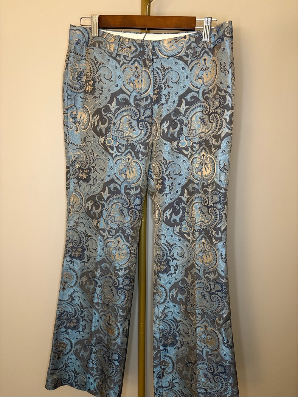 Vintage Express Design Studio "Editor" Metallic Paisley Flare Pants